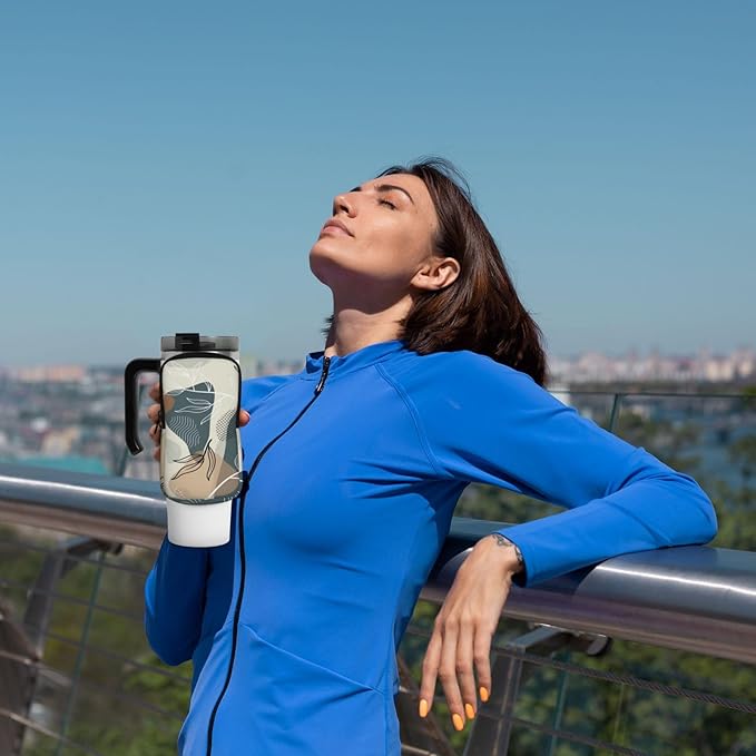 Water Bottle Pouch for Stanley Cup 40oz 30oz,Personalized Gym Purse for Men Women, Tumbler Pouch with Versatile Pocket Water Bottle Bag for Cards, Keys, Phone Botanical Leaf