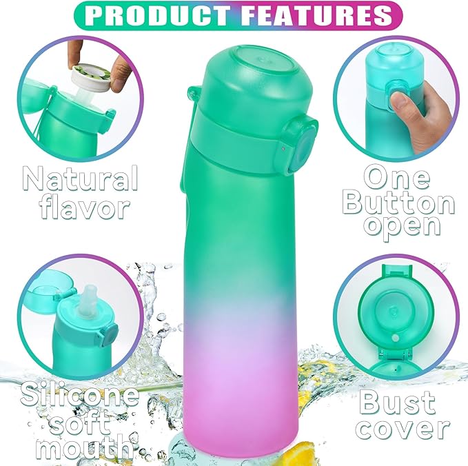Air Water Bottle with 7Pcs Flavor Pods 26.3Oz Scent Water Bottle Fruit Fragrance Water Bottle,Scent Water Cup,Sports Water Cup Suitable for Outdoor Sports