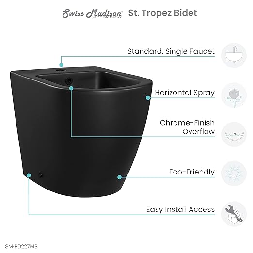 Swiss Madison Well Made Forever SM-BD227MB, St. Tropez Bidet in Matte Black