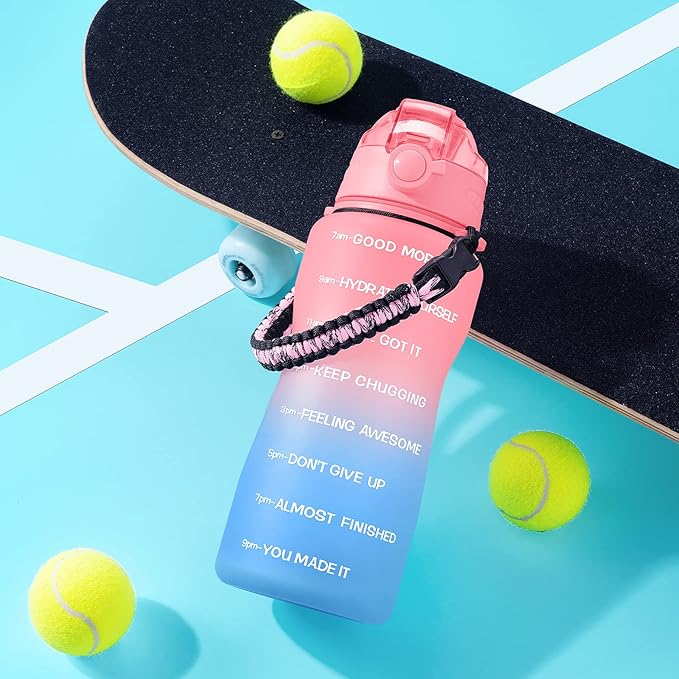 Water Bottles 1 / Half Gallon with Time Marker and Straw, Large Fitness Sports Motivational Bottle, Wide Mouth Leakproof and BPA Free for Travel, Gym,office,school