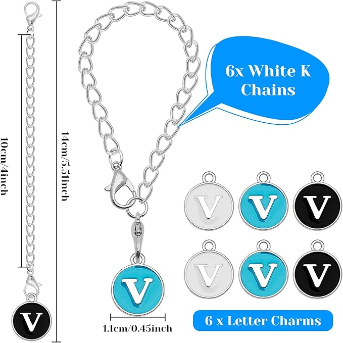 Letter Accessories for Stanley Cup,6PCS Initial Name ID Personalized Handle Personalized Handle Decor Set DIY Identification Handle Letter for Stanley Tumble (V/White/Black/Blue)
