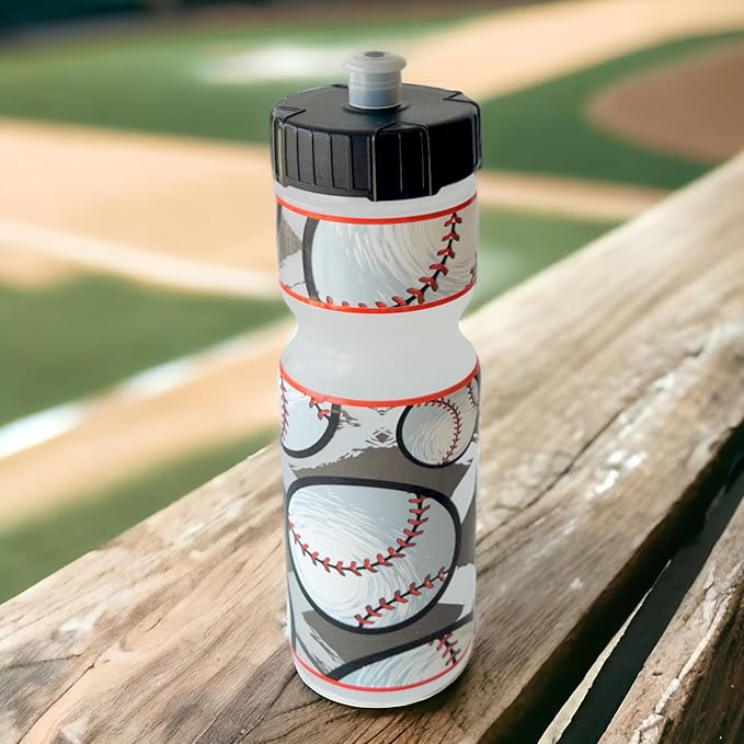 50 Strong Kids Water Bottle | 22 oz. BPA- Free Sports Squeeze Water Bottles with Pull Top Cap |Perfect Water Bottle for School | Reusable & Durable for Boys & Girls | Made in USA (Baseball Season)
