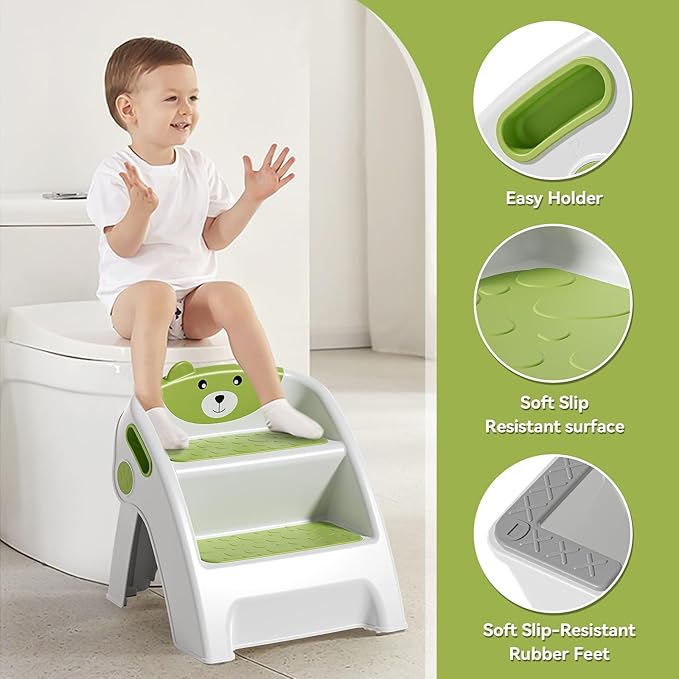 Toddler Step Stool for Bathroom Sink and Potty Training Durable Anti-Slip,Anti-Tip A-Frame,10-Second Assembly, 2-Step Potty Stool with Wide Steps,CPC Certified for Safe and Kids Easy Hand Washing