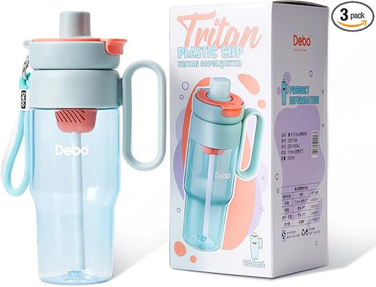 Water Bottle Tritan Material Safe for Health with BPA-Free Straw, Tea Infuser, and Portable Handle - Easy to Clean and Leakproof - Suitable for Hot and Cold Drinks. (blue)