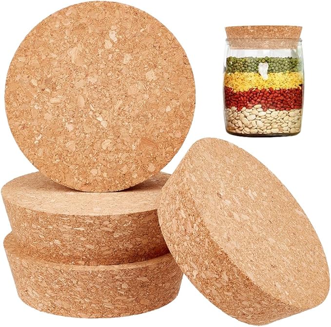 OLYCRAFT 4 Pcs Large Cork Stoppers Tapered Cork Plugs Wood Corks Lids Bottle Lids Cork Stoppers 3.7~4.3 inch Wine Bottle Stoppers Wood Jar Cork for Kitchen Wedding Favor Canning - 3.2cm Thick