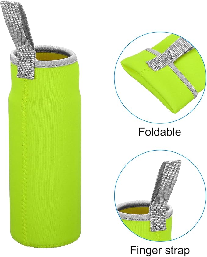 PATIKIL 65mmx180mm Water Bottle Sleeve, 4 Pack Neoprene Insulated Bottle Bag Holder Carrier Pouch with Finger Strap, Green