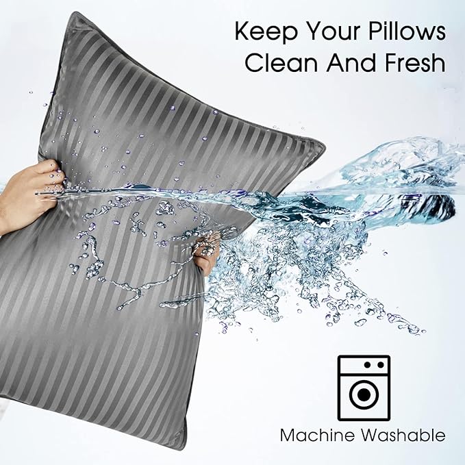 Basic Beyond Standard Size Pillows for Sleeping - Soft Down Alternative Pillows Luxury Hotel Collection Bed Pillows Set of 2, Grey, 20x26 Inches