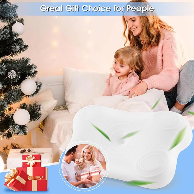 Cervical Neck Pillow for Side Sleeping: Ergonomic Neck Support Contour Bed Pillow - Memory Foam Pillows, Standard, White, LYM012