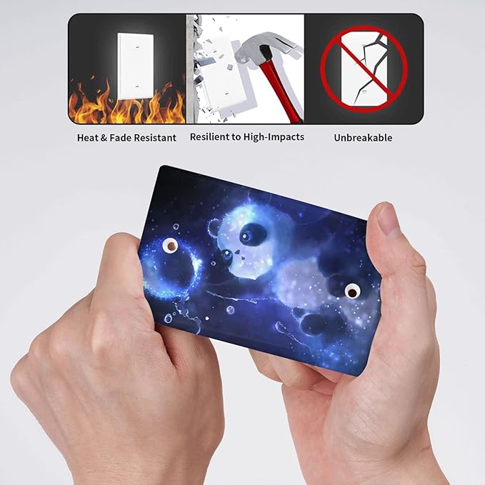 Cute Baby Panda Light Switch Cover Wall Plate Decorative 1 Gang Single Blank No Device Covers Blue for Farmhouses Kitchens Playrooms Bedrooms 2.76 x 4.5 in