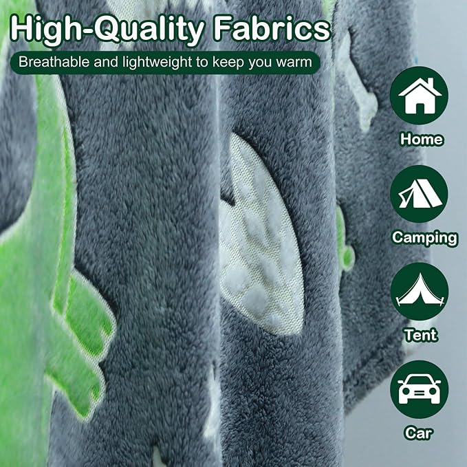 Kids Blanket Sofa Blanket for Kids Glow in The Dark Kids Blanket Mini Dinosaur Blanket for Kids Toddlers