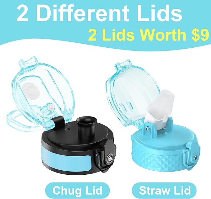 OLDLEY Kids Water Bottle for School with Straw Chug Lid, 15 oz Unbreakable Leak-Proof BPA-Free Motivational Water Bottles with Time Marker for Travel Sports Gym, Blue Purple