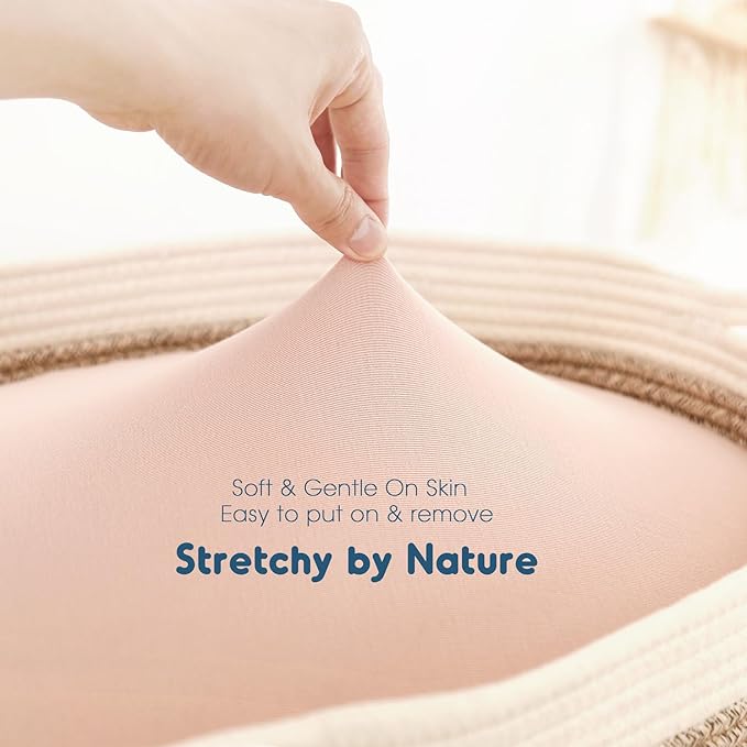 GRSSDER Stretchy Ultra Soft Fitted Bassinet Sheet 2 Pack, Universal Fit for Bassinets Baby Cradle Moses Basket Oval Rectangle Mattress Safe and Snug, Jersey Bassinet Sheets for Girls, White/Pink