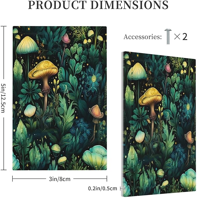 Green Dark Forest Mystical Mushroom 1 Gang Light Switch Covers No Device Wall Plate Decorative Blank Switchplate Electrical Faceplate for Farmhouse Country Bathroom Bedroom Decor