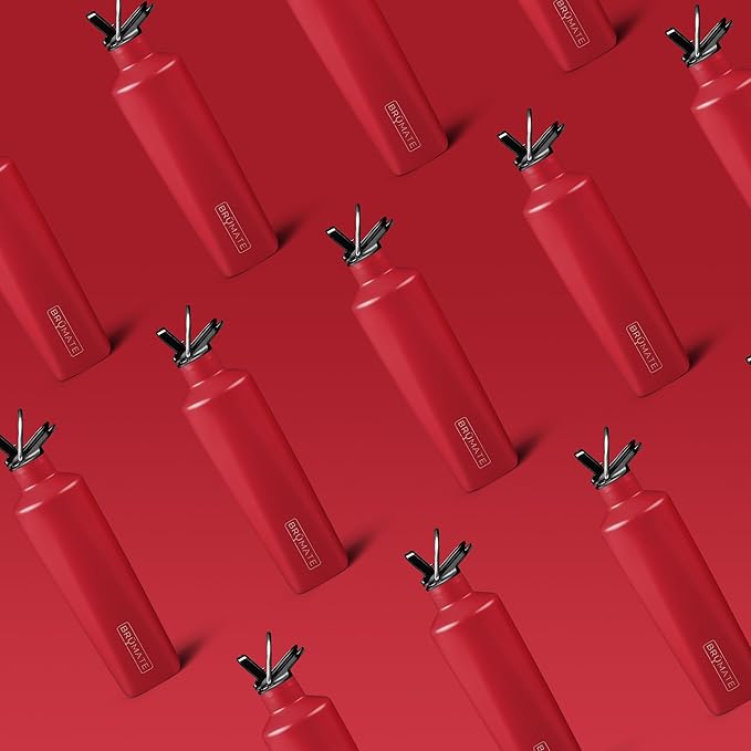 BrüMate ReHydration - 100% Leakproof 25oz Insulated Water Bottle with Straw - Stainless Steel Water Canteen (Ruby)