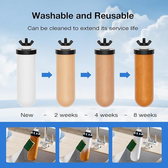 Purewell TC-2 Ceramic Purification Elements, Replacement Filters for ProOne® and Berkey® Filters, ProOne® Big+ or Berkey® Big Countertop Gravity Water Filter System and Purewell System (2 Pack)