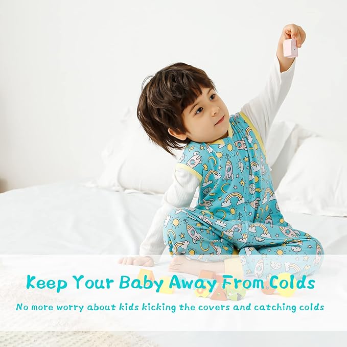 WONDAY Toddler Sleeping Sack, Sleep Sack 3t-5t, Sleep Sack with Legs Baby Wearable Blanket, Toddler Sleep Sacks with Feet, Sleeveless Cotton Sleep Sack for Toddlers