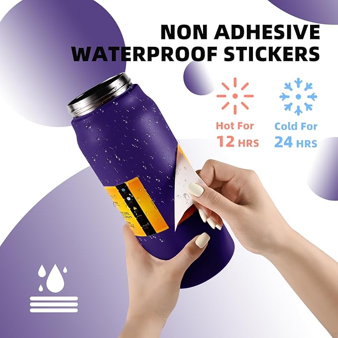 ColorSub 50oz Insulated Water Bottle With 2-in-1 Straw and Chug Leakproof Lid, BPA Free Stainless Steel Wide Mouth Sports Water Cup Flask Purple