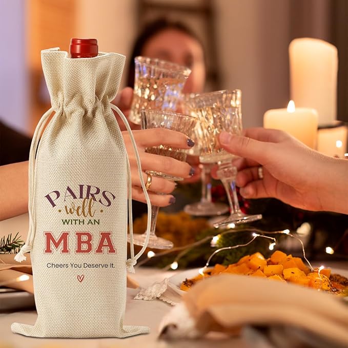 Graduation Gifts for Her Him, Mba Graduation Gifts Wine Bag, College Graduation Gifts for Women, Mba Graduation Party Decorations Wine Bottle Bag, Pairs Well with Mba Degree Wine Bags