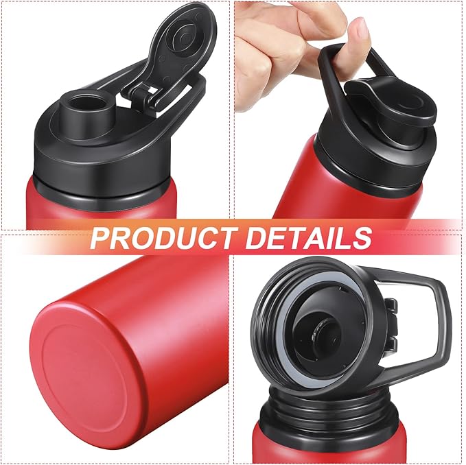 CHENGU 10 Pcs Aluminum Water Bottle 24oz Aluminum Reusable Bottles Lightweight Snap Lid Sports Water Bottle Multipack Easy Carry Leak Proof Travel Bottle for Gym Camping Hiking Outdoor Fishing (Red)