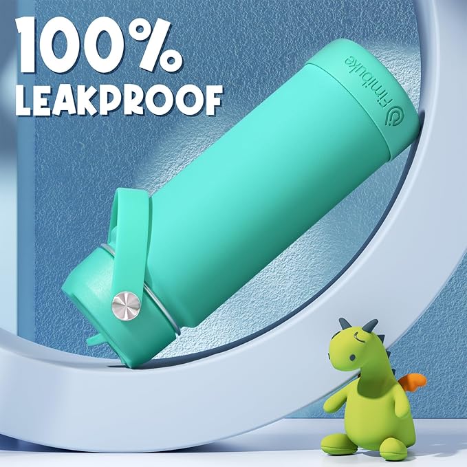 Fimibuke Kids Insulated Water Bottle - 18oz BPA-FREE 18/8 Stainless Steel Kid Cup with Straw Travel Tumbler Leak Proof Double Wall Vacuum Toddler Water Bottle for School Boy Girl (1 Pack,Cotton Candy)