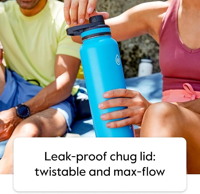 ThermoFlask 24 oz Double Wall Vacuum Insulated Stainless Steel 2-Pack of Water Bottles, Black/Malachite