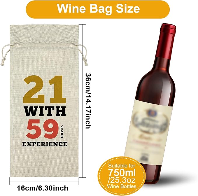 Sazuwu Happy 80th Birthday Gifts for Her Him Wine Bag 80 Years Old Birthday Gifts for Men Women Inspirational Birthday Quotes Wine Accessories Gifts for Wine Lovers Born in 1944 Gifts for Turning 80