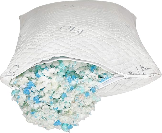 OVA - King Size Tri-blend memory foam hypoallergenic pillow, Cooling cover, Firm or Soft Customizable. Machine washable, 100% Made in The U.S.A. 60 Day Risk free trial! (1 Pack)