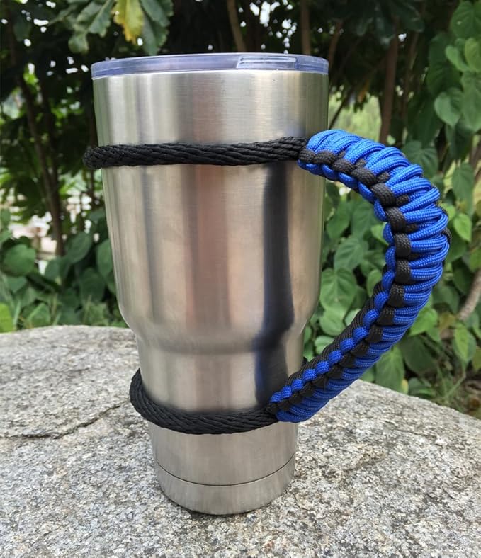 Handmade Paracord Handle for Yeti/Rtic/Ozark Trail Rambler 30 Oz Tumbler. Blue/black