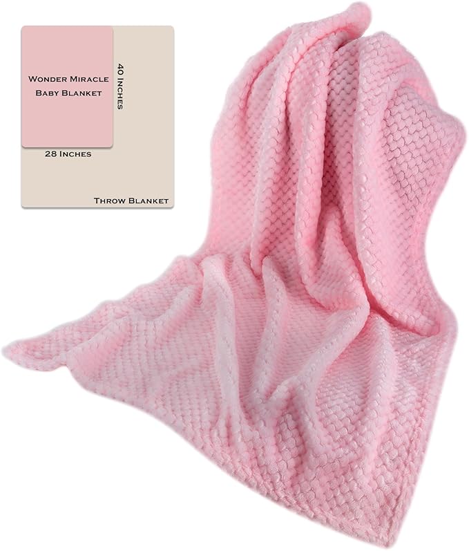 Fuzzy Blanket or Fluffy Blanket for Baby, Soft Warm Cozy Coral Fleece Toddler, Infant or Newborn Receiving Blanket for Crib, Stroller, Travel, Decorative (28Wx40L, XS-Baby Pink)