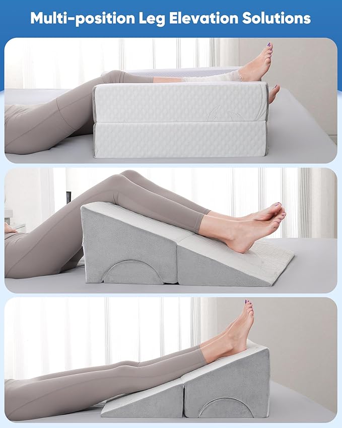 Forias Adjustable 10" Bed Wedge Pillow for Sleeping, Versatile Triangle Wedge Pillows for After Surgery, Acid Reflux, Snoring, Gerd,Leg Elevation, Foldable Wedge Pillow with Headrest Pillow