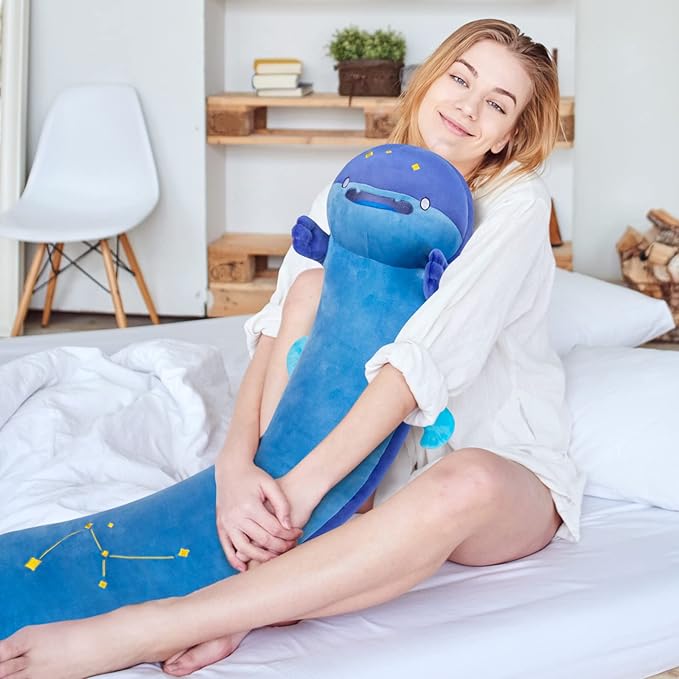 Long Whale Shark Plush Kawaii Kids Plush Toy Pillows, Cute Whale Shark Stuffed Animals Soft Plushies, Kitten Big Plush Throw Body Pillow Doll Gift for Girls Boys (Starry Whale Shark 20 Inch)