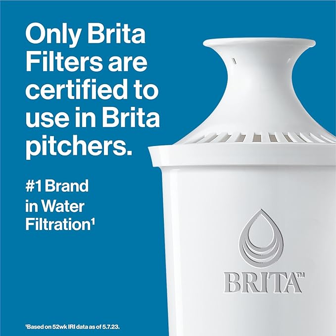 Brita Large Water Filter Pitcher for Tap and Drinking Water with SmartLight Filter Change Indicator, Includes 1 Standard Filter, BPA-Free, Lasts 2 Months, 10-Cup Capacity, Stretch Limo Black