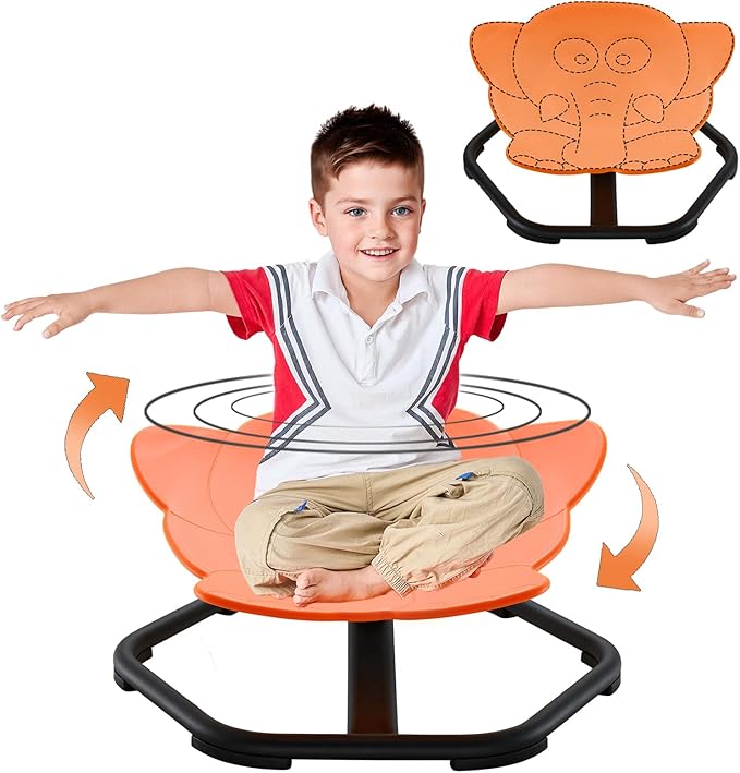 Spinning Chair for Autistic Kids Sit and Spin Chair for Kids Swivel Sensory Chair Elephant Spinning Seat Autism Sensory Chair Items for Sensory Room Training Balance Body Coordination