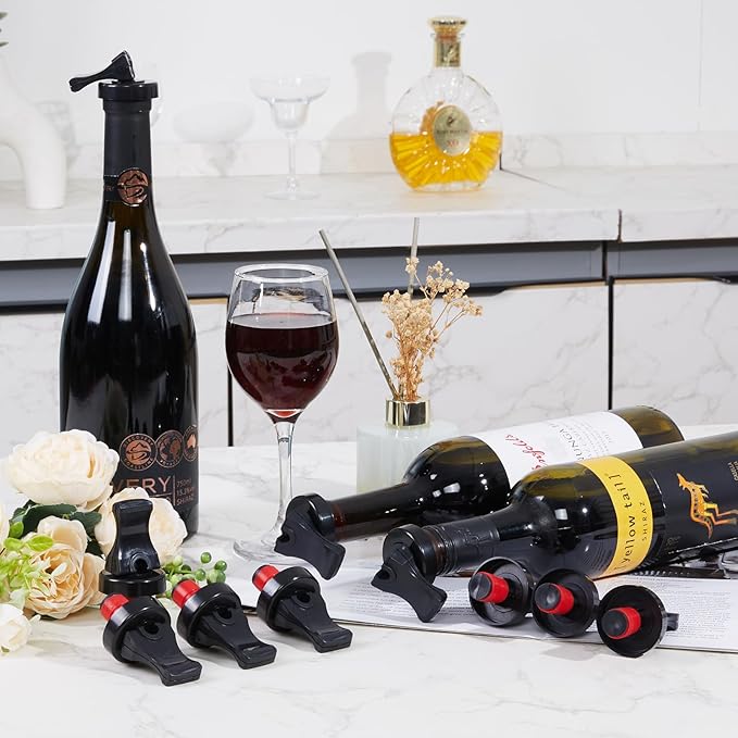 Wine Stopper，6 Pack Wine Stoppers for Wine Bottles，Plastic Vacuum Wine Bottle Stopper Wine Saver with Airtight Seal，Keep Wine Fresh Wine Bottle Sealer Set