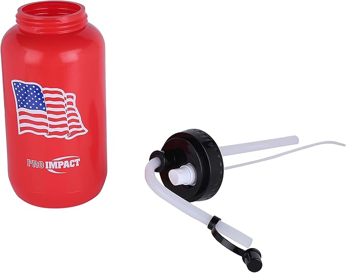 Pro Impact Squeezable Water Bottle with Bendable Long Straw and Spray cap - LDPE BPA Free Plastic - Hydration for Baseball Hockey Gym MMA Yoga Boxing Cycling Softball Football Lacrosse (35.5 Oz.)