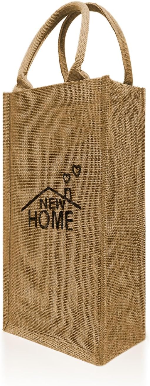 Jute Burlap Double Bottle Wine Gift Tote Bags with Soft Cotton Handles Reusable for Wedding, Parties,Birthdays
