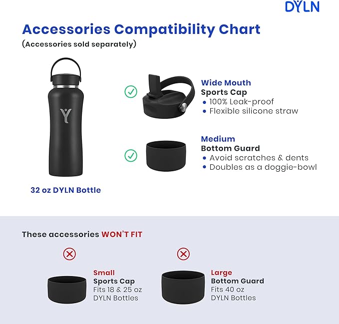 DYLN Alkaline Water Bottle | Portable Hydrogen Water Bottle Creates Hydrogen-Rich Water up to 9.5 pH | Vacuum Insulated Stainless Steel Keeps Water Cold for 24 Hours