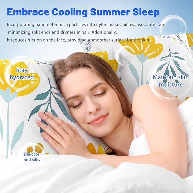 Cooling Pillow Cases for Hot Sleepers - Double Side Arc-Chill Q-Max>0.5 Cooling Fiber Cool Pillow Cases 2 Pack - Breathable Soft Cold Pillow Cases with Hidden Zipper (20" x 26")