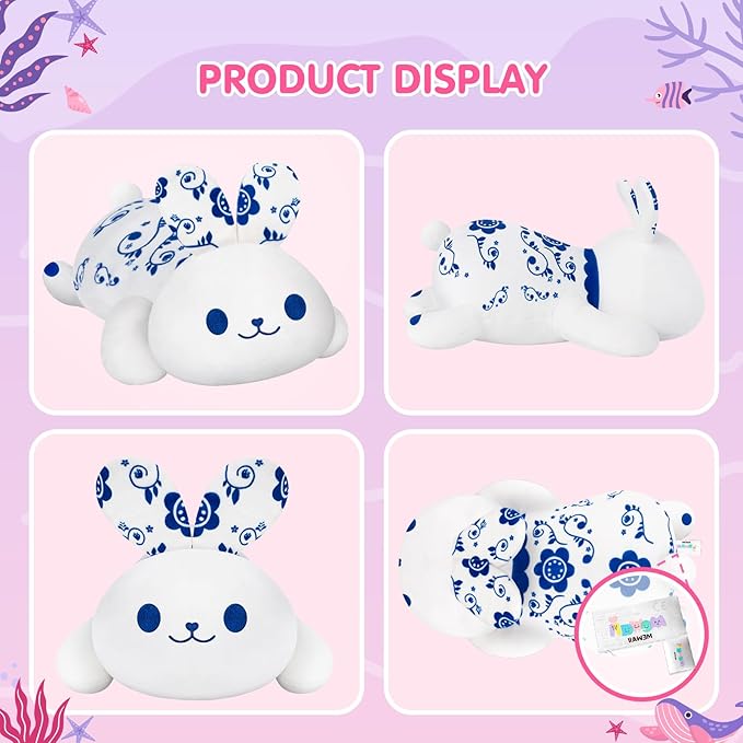 Cute Rabbit Plush Pillow, Kawaii Plushies Bunny Rabbit Stuffed Toys, Squishy Plushies, Cuddle Body Pillow for Kids & Girls