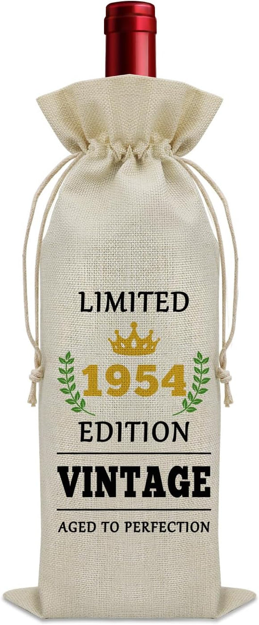 Sazuwu 70 Year Old Gifts Vintage 1954 Wine Bag 70th Birthday Gifts for Women Men Gifts for Someone Turning 70 Wine Bottle Decoration Bag Born in 1954 Gifts Wine Accessories Gifts for Wine Lovers
