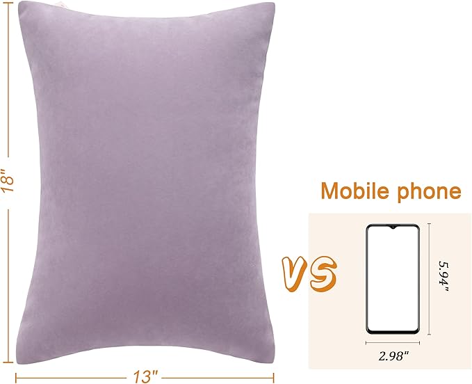 BEDSUM 2 Pack Pillows, 13"x18" Microfiber Pillows for Travel, Pets, Soft and Machine Washable Small Pillows for Neck, Wrist, and Knee Comfort, Lavender
