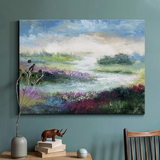 Renditions Gallery Canvas Flowers Wall Art Modern Decorations Paintings Colorful Floral Meadow Glam Nature Abstract Wall Hanging Artwork Prints for Bedroom Office Kitchen - 32"x48" LT33