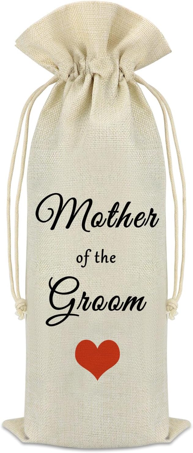 Mother Of The Groom Gift Wine Bag Mother-in-law Gift Wedding Gift for Groom's Mother Burlap Reusable Wine Bag Engagement Bridal Shower Bridal Party Gift for Mom Mother Of The Groom Wine Bottle Bag