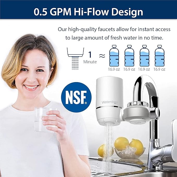 Waterdrop WD-FF-01A Replacement Filter, Faucet Water Filter, Replacement for WD-FC-01, WD-FC-02, WD-FC-06, Reduces Chlorine, Taste and Odor, Last Up to 3 Months (Pack of 1)