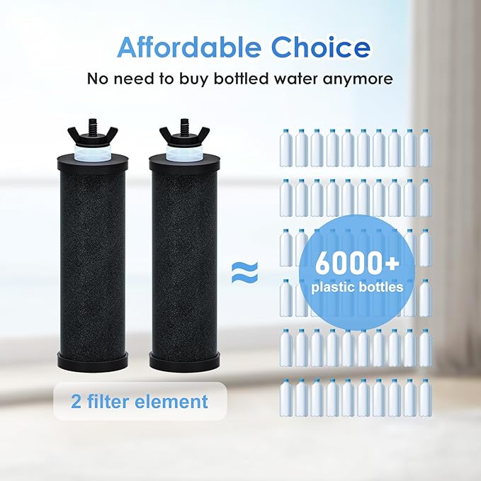Purewell PB-2 Black Purification Elements, Replacement Filters for PB-2/BB8-2 Purification Elements and Gravity Water Filter System (2 Pack)
