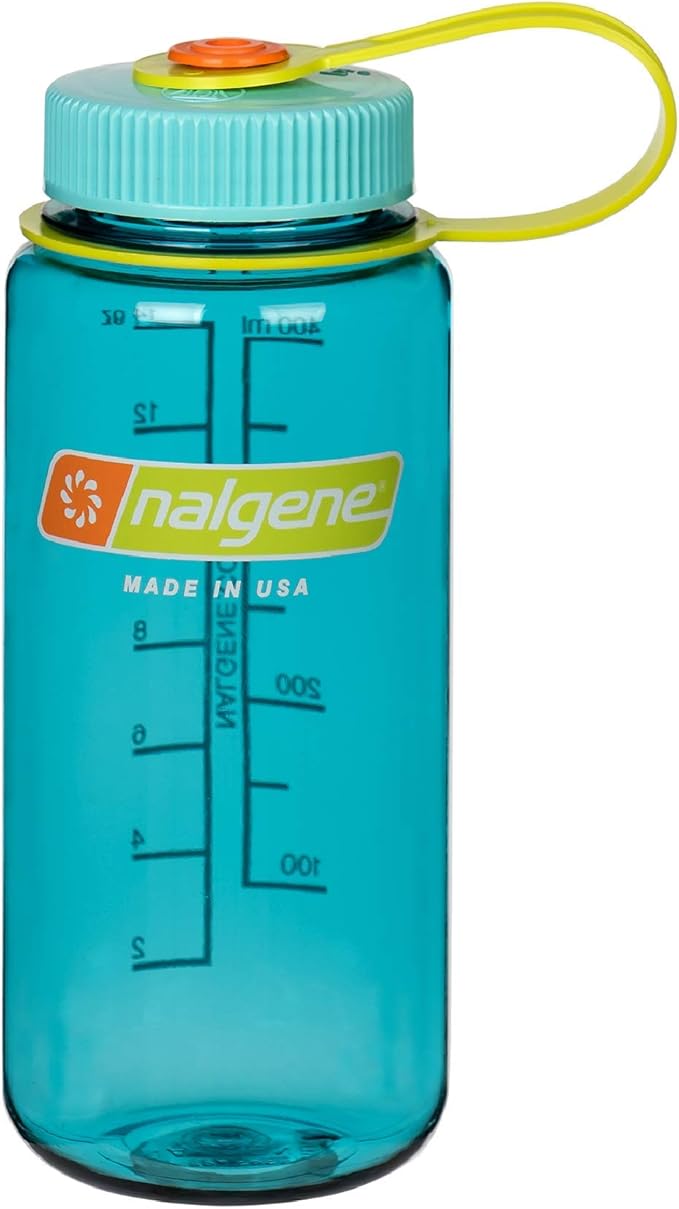 Nalgene Sustain Tritan BPA-Free Water Bottle Made with Material Derived From 50% Plastic Waste, 16 OZ, Wide Mouth, Cerulean Sustain
