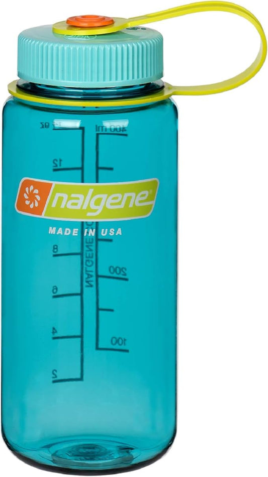 Nalgene Sustain Tritan BPA-Free Water Bottle Made with Material Derived From 50% Plastic Waste, 16 OZ, Wide Mouth, Cerulean Sustain
