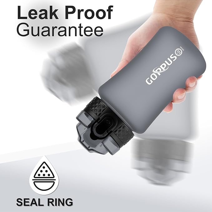 GOPPUS Kids Water Bottle with Straw Spout Lid 10pcs Stickers 12 oz Leak-proof BPA Free Motivational Time Marker Tritan Plastic Water Bottles for Girls Boys School Sports