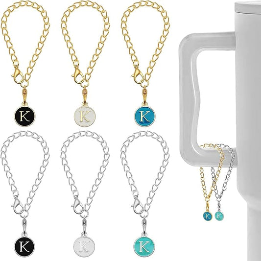 6PCS Letter Charm Accessories for Stanley Cup, Name ID Letter Handle Charm for Stanley Handle Identification Letter Pendant Handle Decoration for Stanley Tumbler Charms (Letter K)