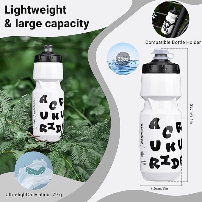 Bike Water Bottle 21oz Bicycle Water Bottle for 5hrs Insulation Sports Squeeze Water Bottle with Leakproof DesignFits Most Bike Cages (White 26)